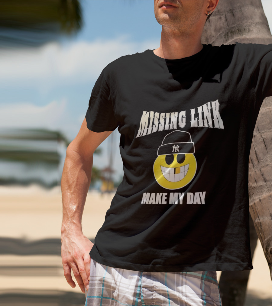 New York Yankees Missing Link Make My Day Smiley Face T-Shirt