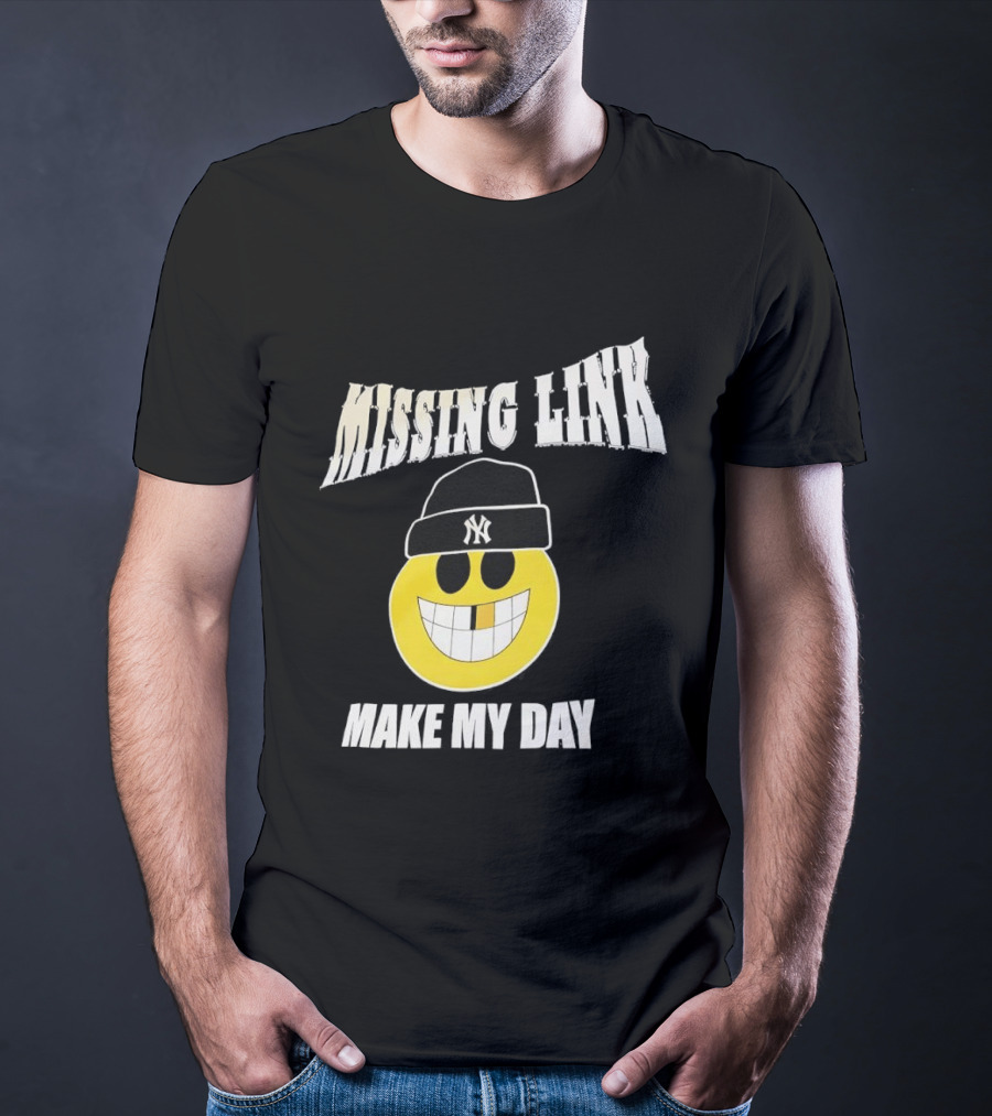 New York Yankees Missing Link Make My Day Smiley Face T-Shirt