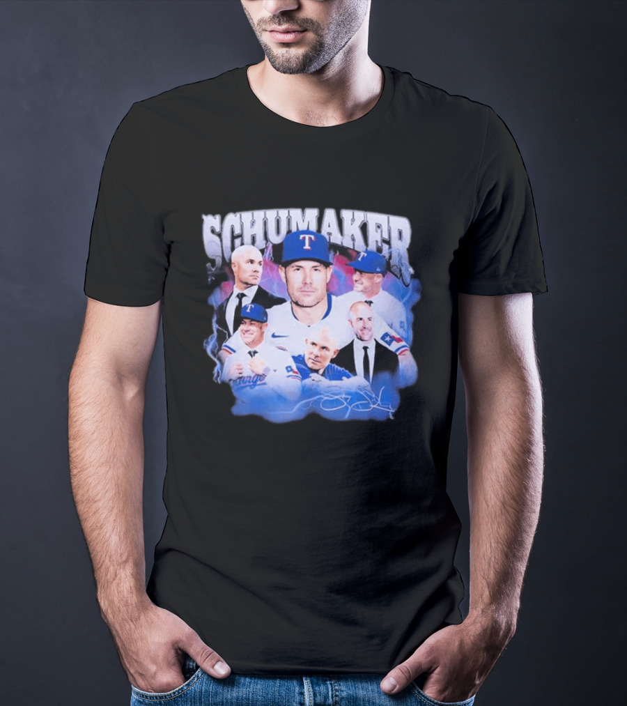 Rangers Schumaker Montage Baseball T-Shirt