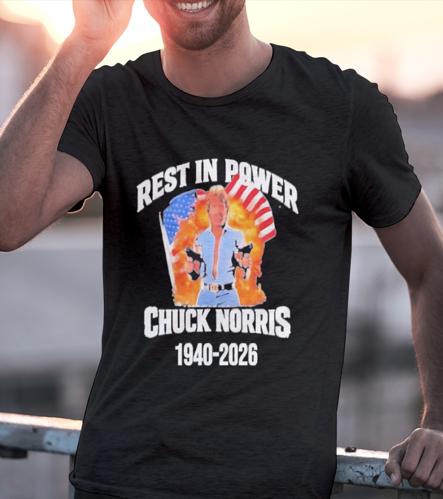 Rest In Power Chuck Norris 1940 2026 American Flag T-Shirt