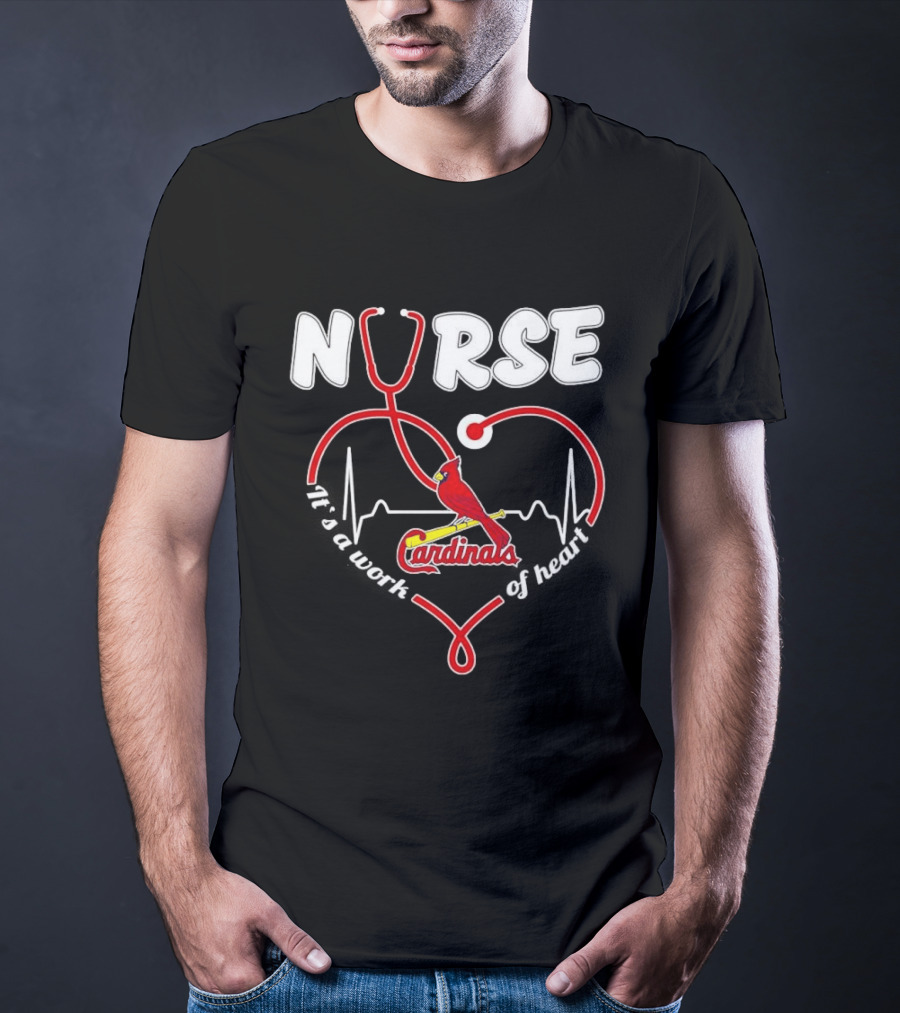 St. Louis Cardinals Nurse Heart Stethoscope Baseball Fan T-Shirt
