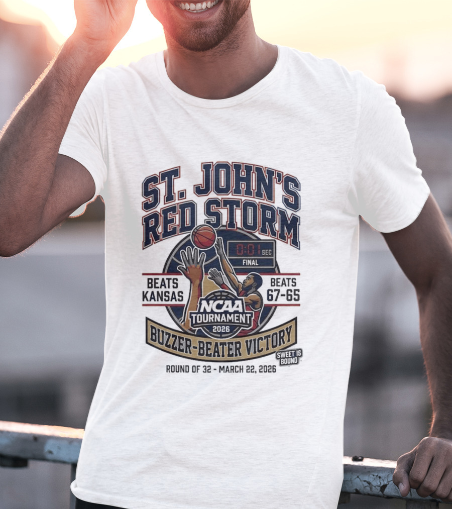 St. John's Red Storm Buzzer Beater Victory Over Kansas NCAA Tournament 2026 T-Shirt