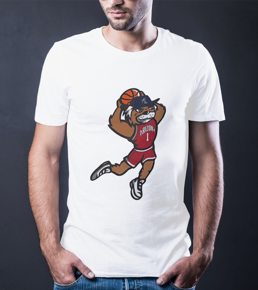 Arizona Wildcats Basketball Mascot Slam Dunk Action T-Shirt