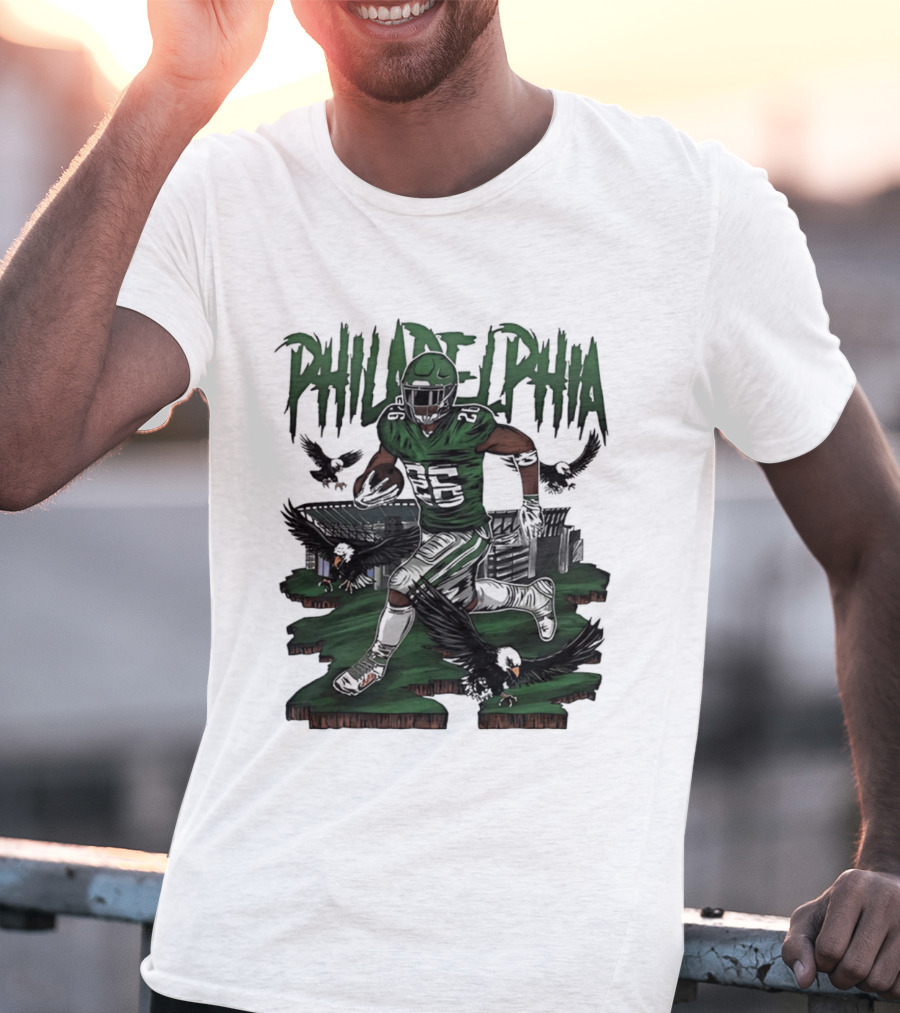 Philadelphia Eagles Running Back With Eagles T-Shirt