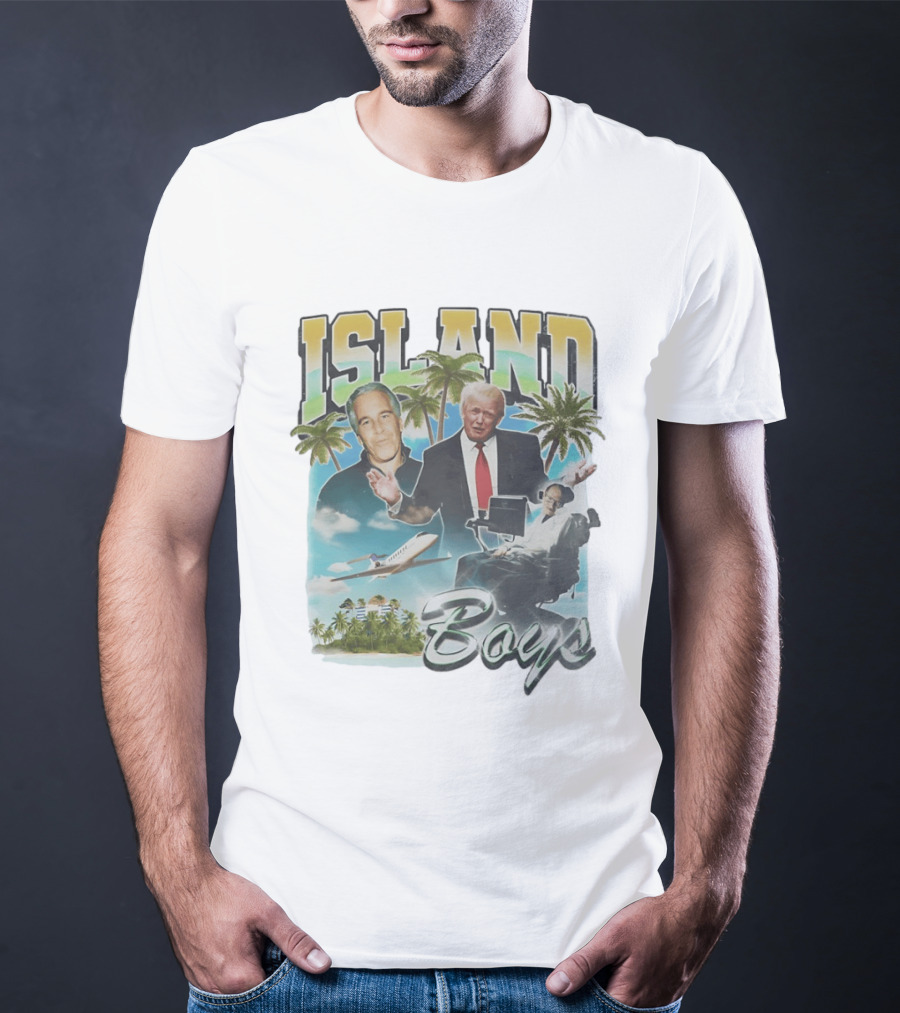 Donald Trump Jeffrey Epstein Island Boys Palm Trees Airplane T-Shirt