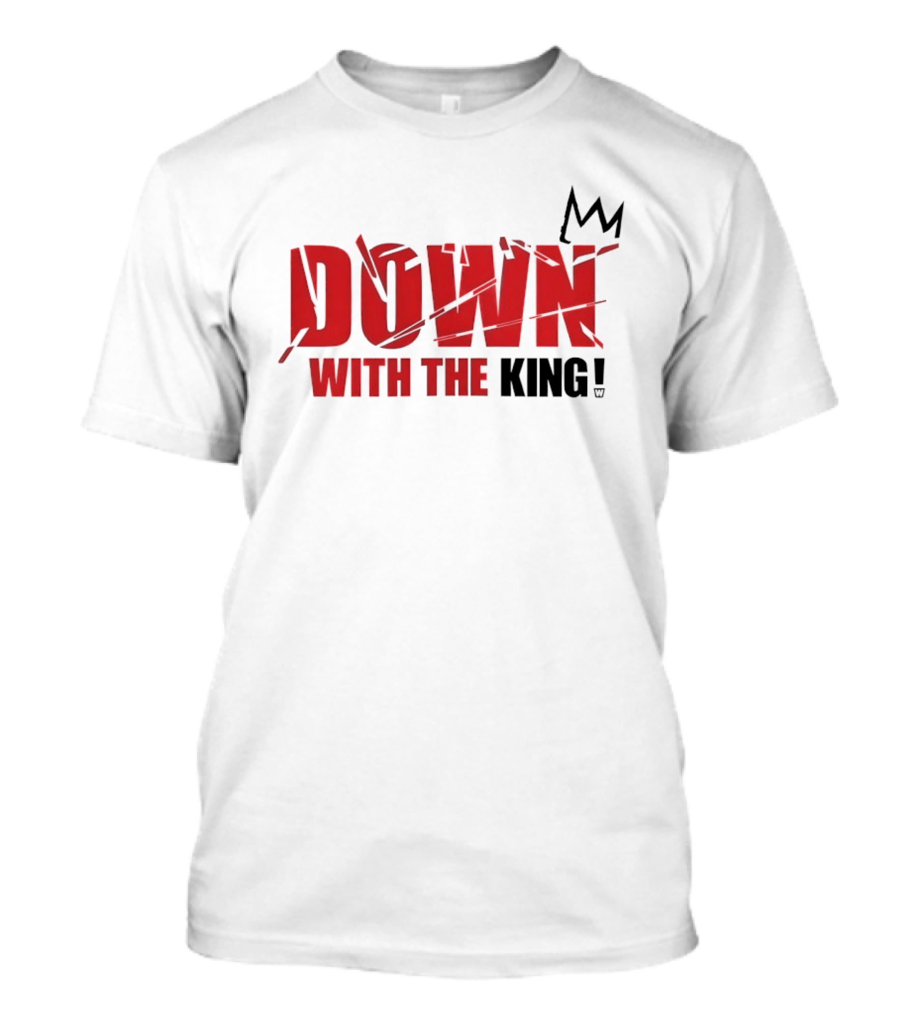 Down With The King Bold Red Text And Stylized Crown T-Shirt