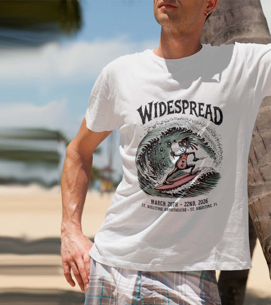 Widespread March 20th 22nd 2026 St Augustine Amphitheatre Surfing Skeleton T-Shirt