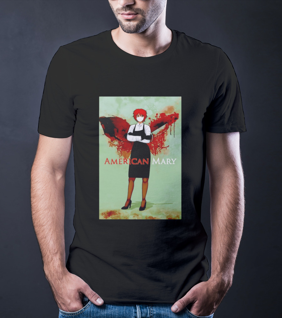 American Mary Mason Bloody Horror Art With Mask And Knife T-Shirt