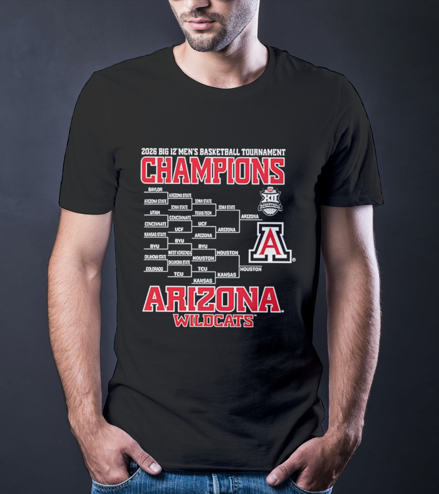 2026 Big 12 Men's Basketball Tournament Champions Arizona Wildcats Bracket T-Shirt