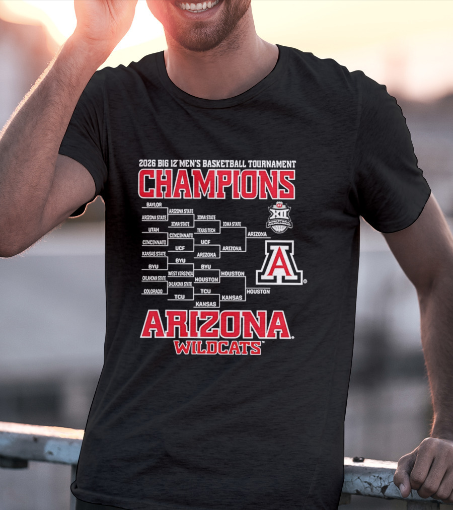 2026 Big 12 Men's Basketball Tournament Champions Arizona Wildcats Bracket T-Shirt