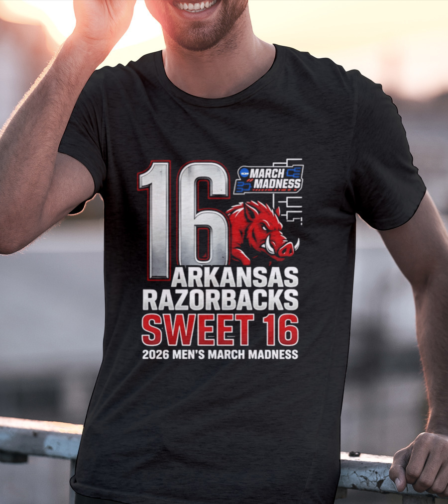 Arkansas Razorbacks Sweet 16 2026 Men's March Madness Tournament T-Shirt
