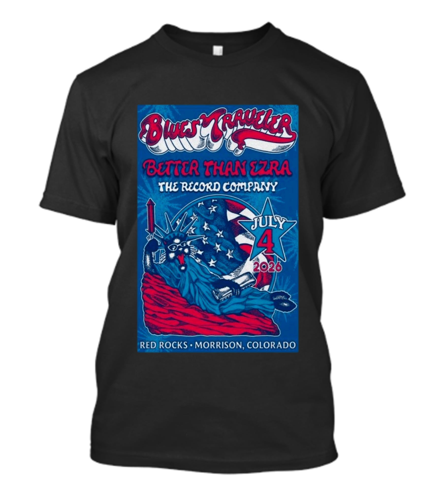 Blues Traveler Better Than Ezra The Record Company July 4 2026 Red Rocks Morrison Colorado T-Shirt