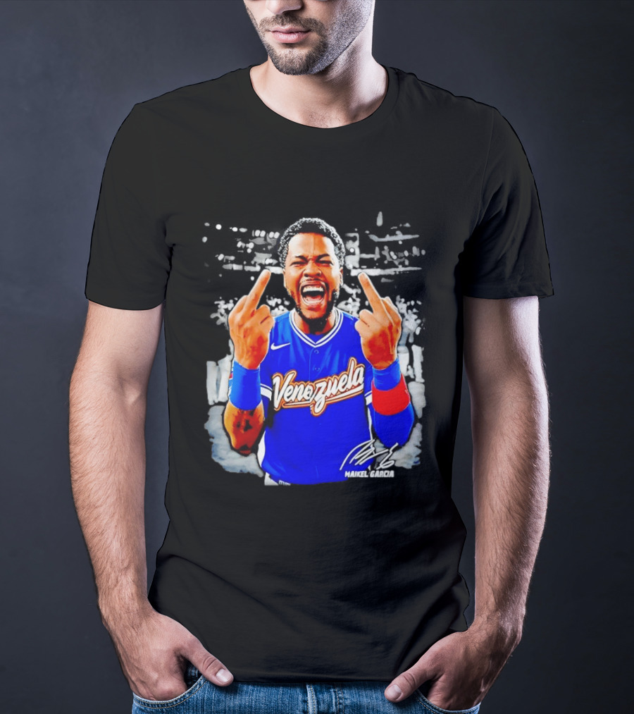 Maikel Garcia Venezuela 2026 MVP Middle Finger Baseball Team T-Shirt