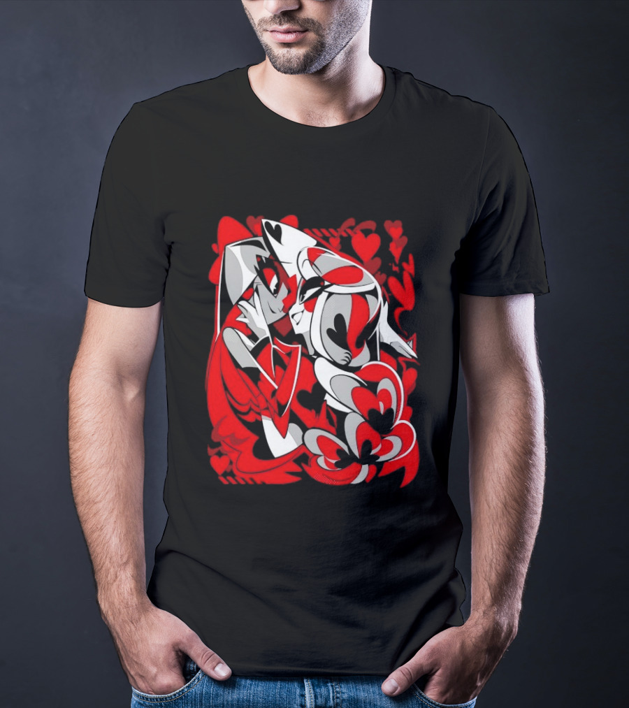 Charlie Morningstar Vaggie Hazbin Hotel Hearts T-Shirt