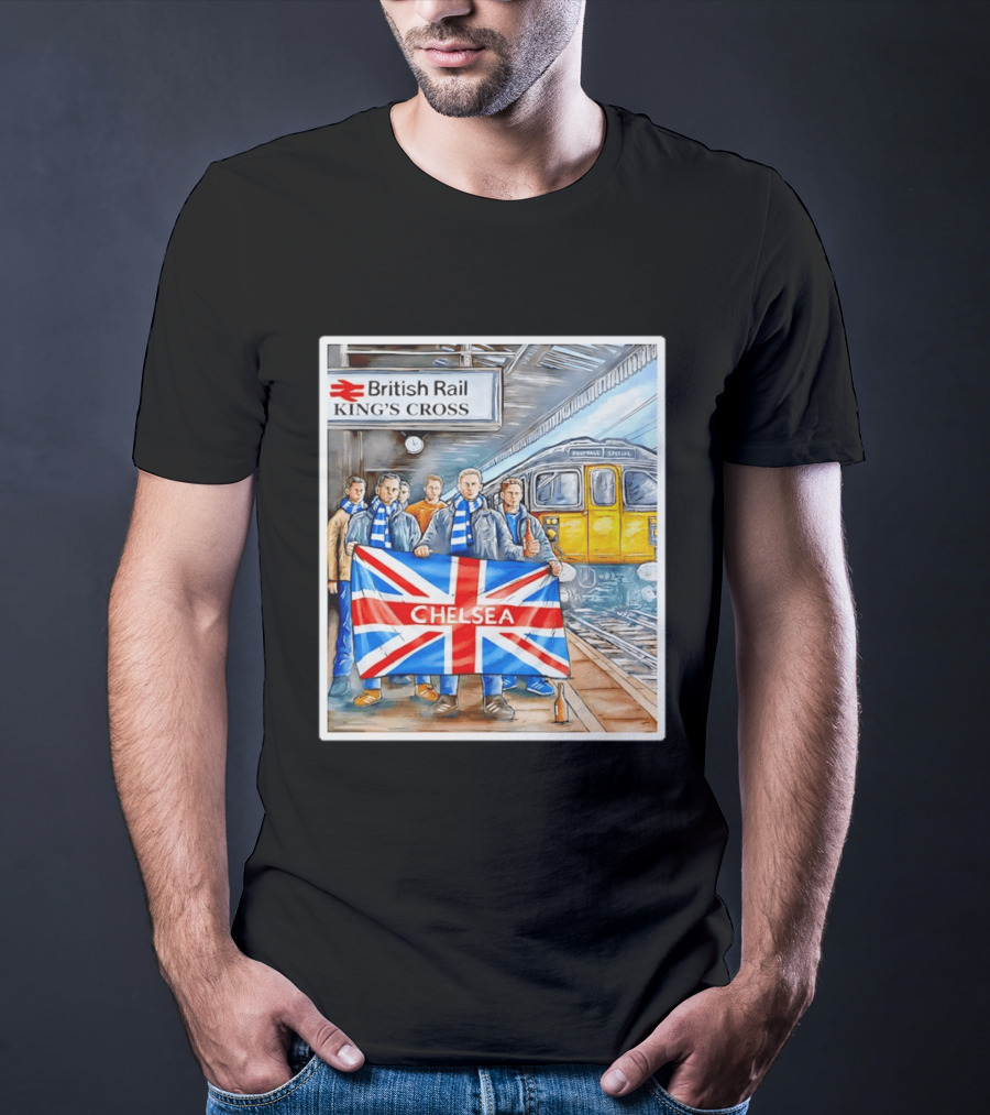 British Rail King's Cross Chelsea Flag Football Fans T-Shirt