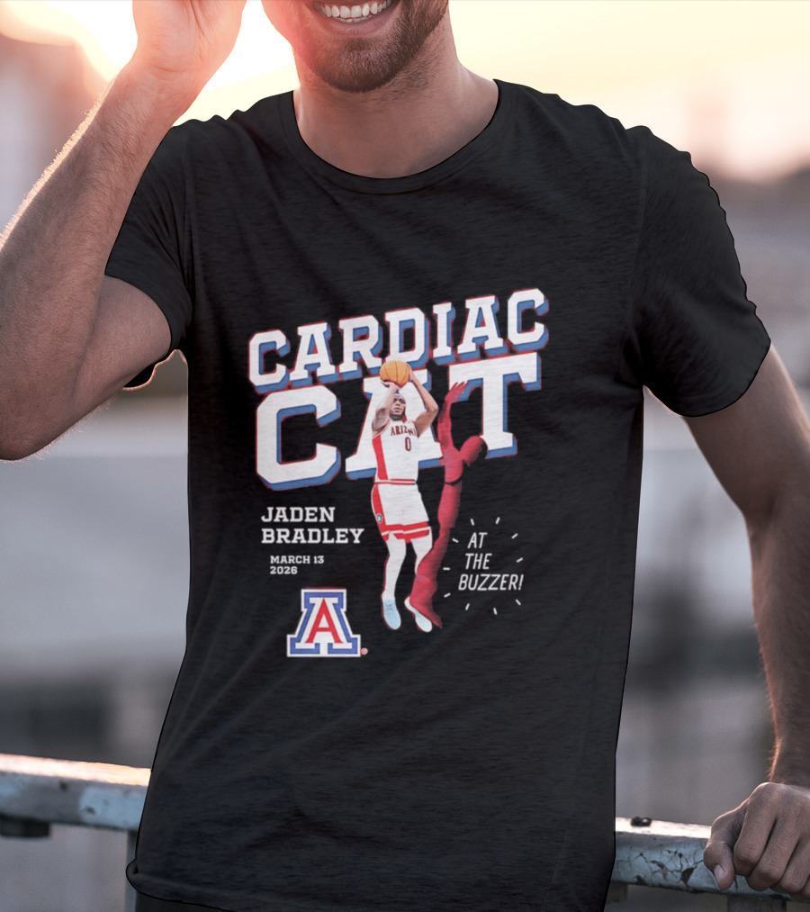 Jaden Bradley Cardiac Cat Arizona Wildcats At The Buzzer T-Shirt