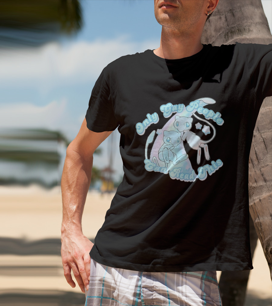 Pokemon Mew Only Gay People Can Read This Stars Retro Rainbow T-Shirt