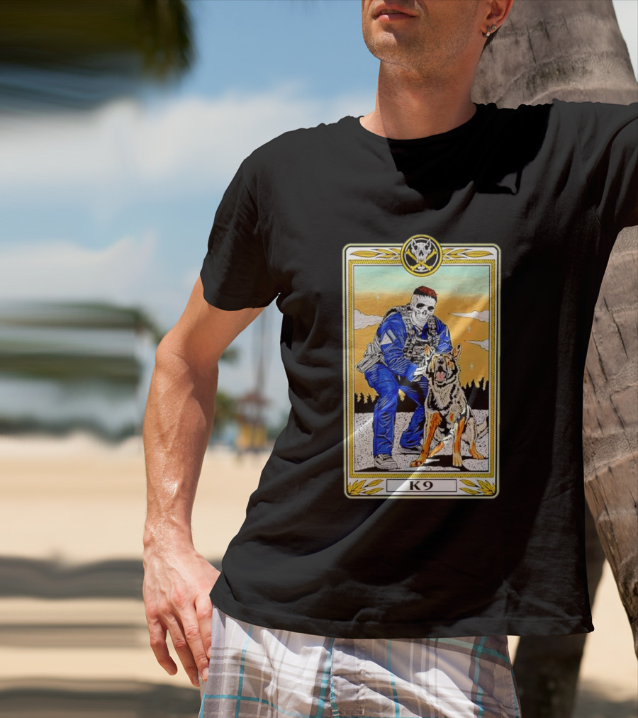 K9 Skull Masked Officer And German Shepherd Duo T-Shirt