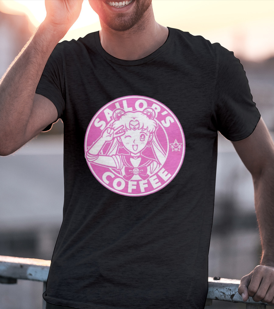 Sailor's Coffee Pink Winking Moon T-Shirt