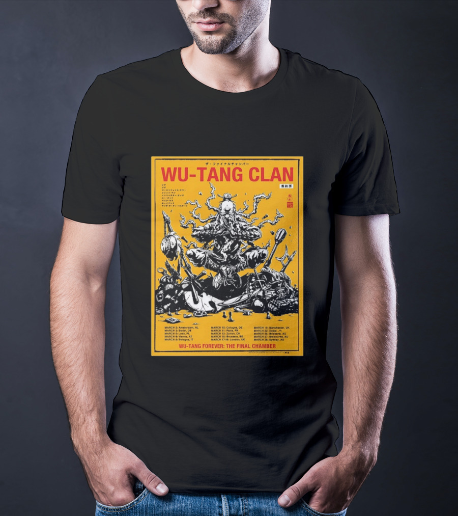 Wu Tang Clan 2026 Europe Tour Wu Tang Forever The Final Chamber Yellow T-Shirt