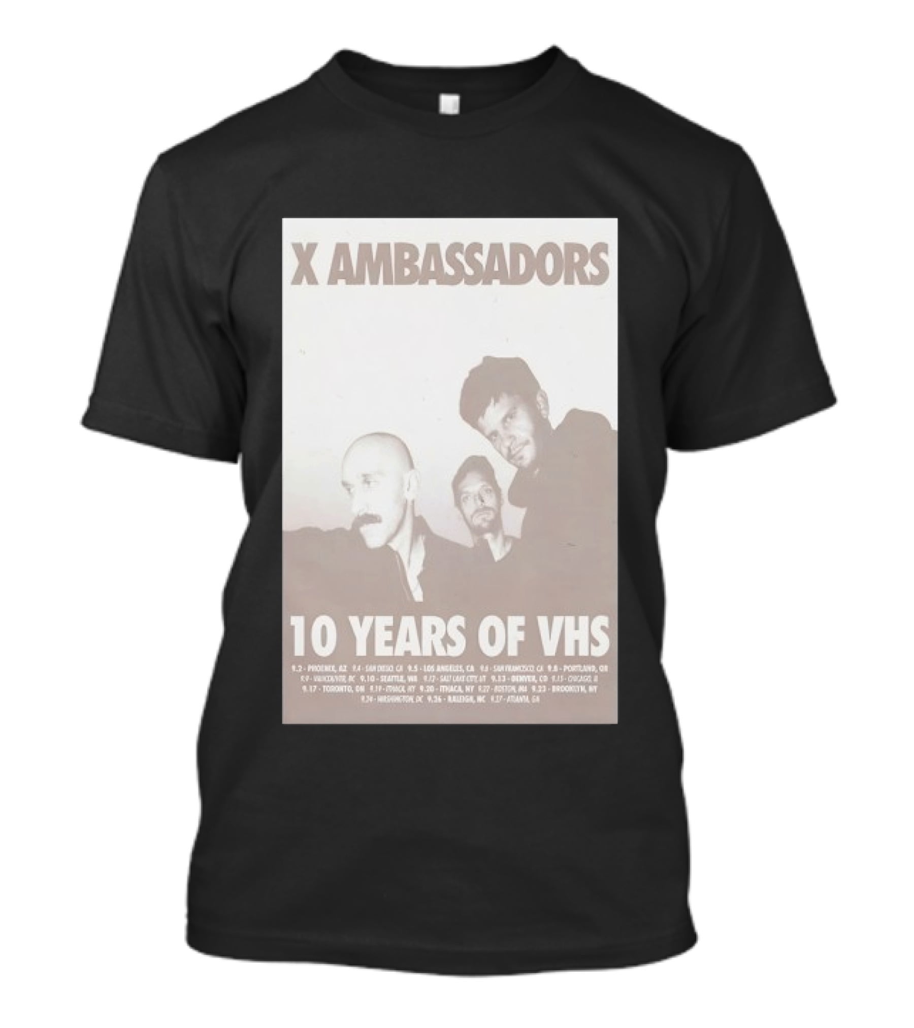 X Ambassadors 10 Years Of VHS Tour 2025 US Cities T-Shirt