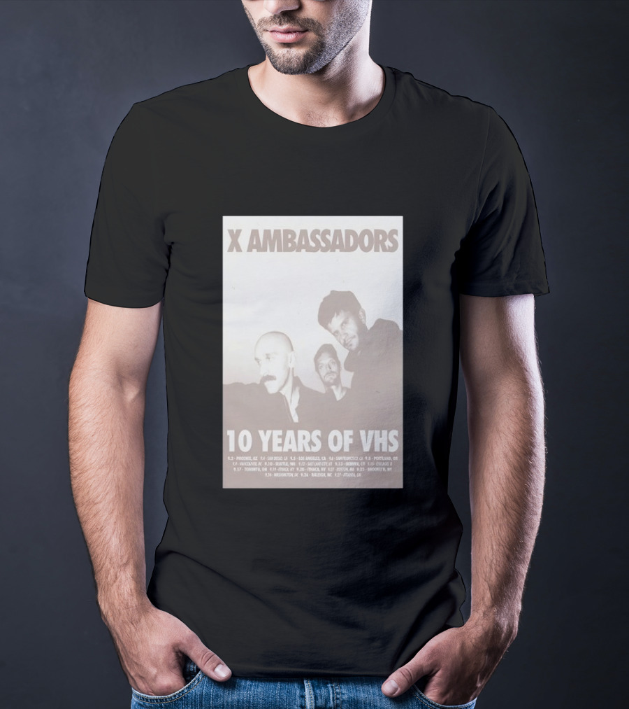 X Ambassadors 10 Years Of VHS Tour 2025 US Cities T-Shirt