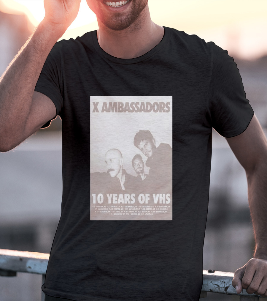 X Ambassadors 10 Years Of VHS Tour 2025 US Cities T-Shirt