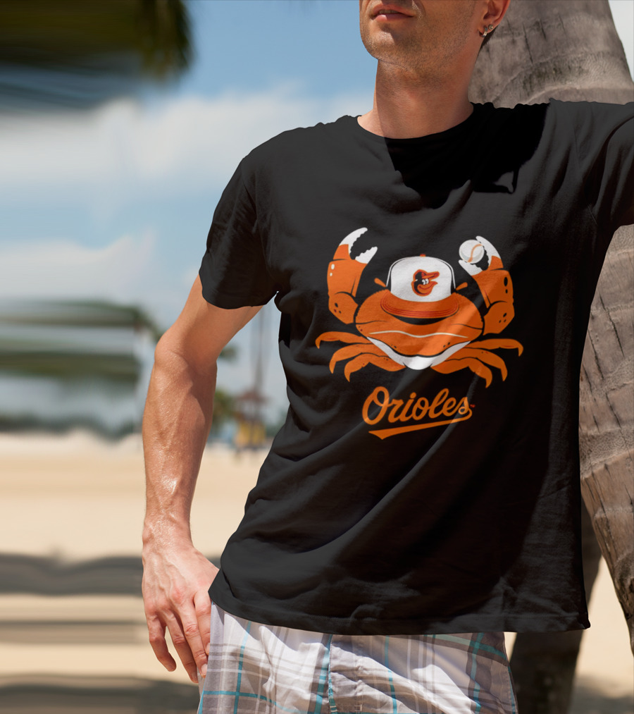 Baltimore Orioles Crab Mascot With Baseball Cap T-Shirt