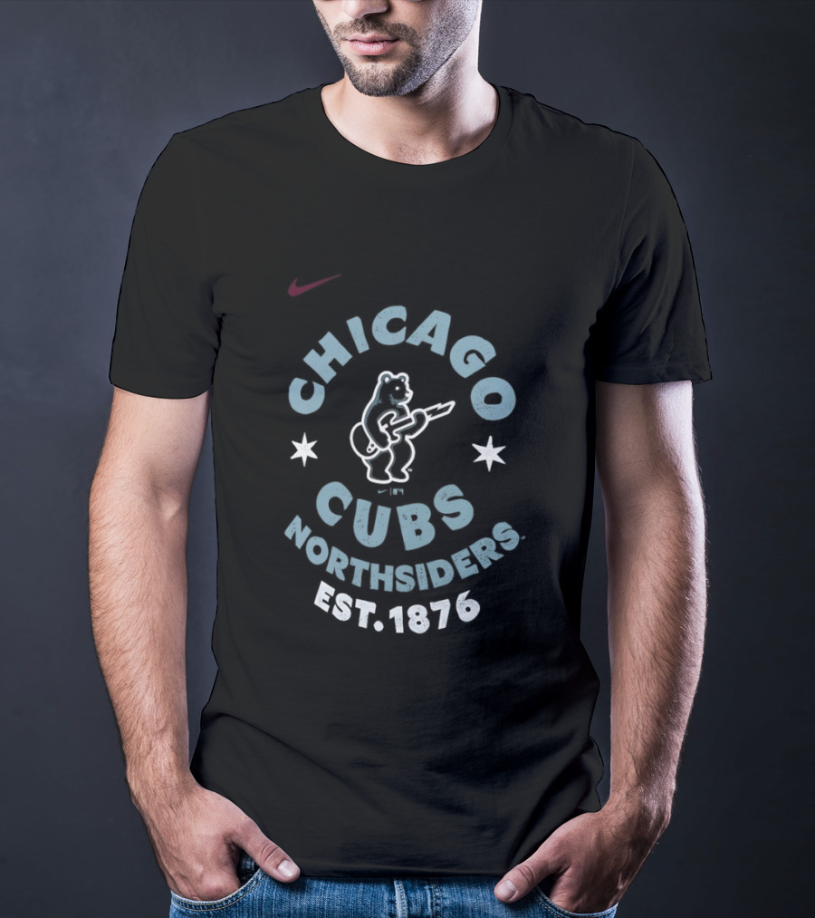 Chicago Cubs Northsiders Est 1876 Nike Logo Bear Stars T-Shirt