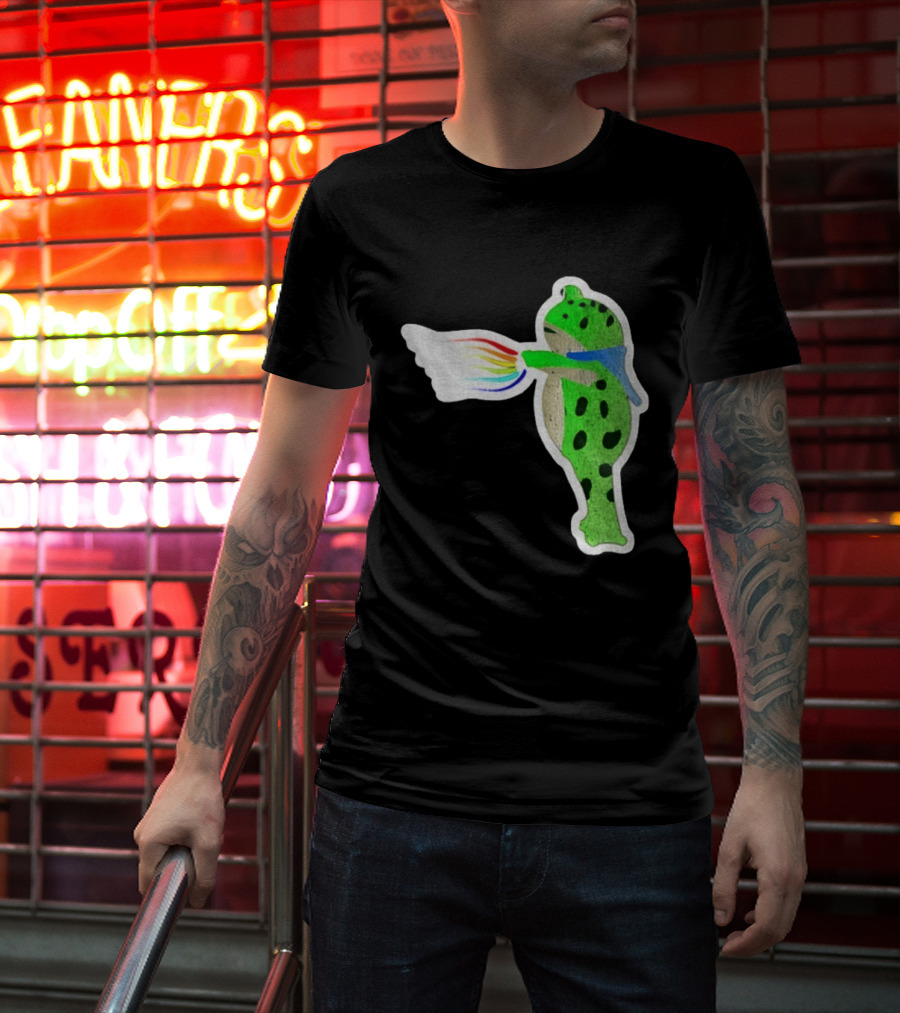 Portland Frog Holding Rainbow Flag LGBT Pride Anti Maga Protest T-Shirt