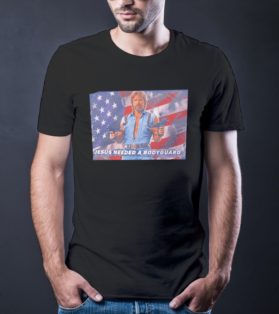 Jesus Needed A Bodyguard Chuck Norris USA Flag T-Shirt