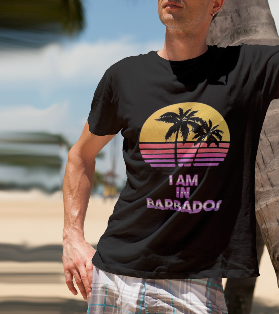 I Am In Barbados Tropical Sunset And Palm Trees T-Shirt