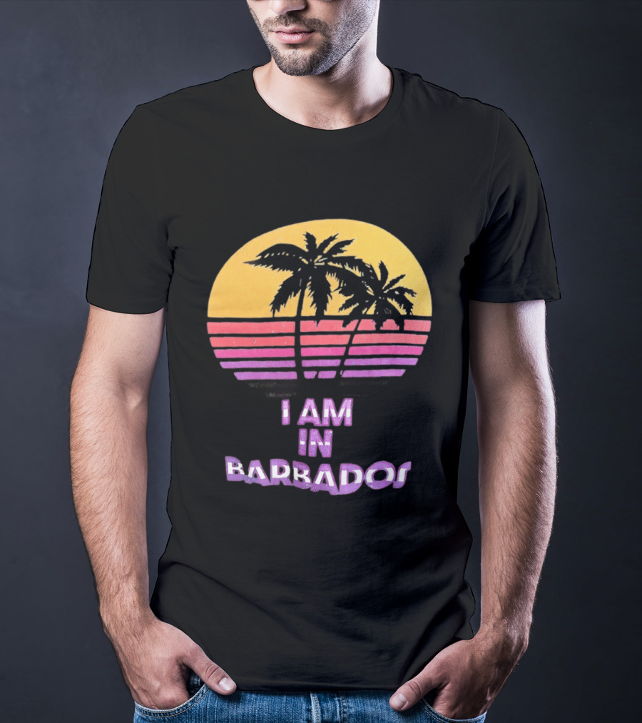 I Am In Barbados Tropical Sunset And Palm Trees T-Shirt