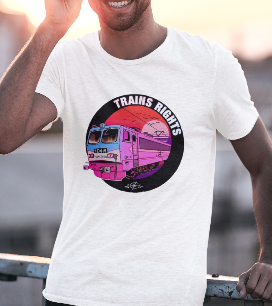 4D4M Something Trains Rights Sunset Train T-Shirt