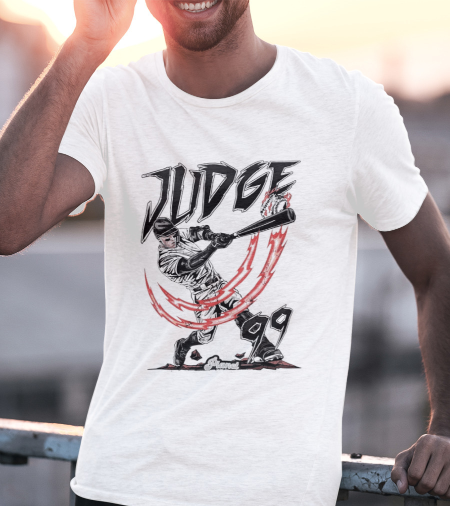 Aaron Judge 99 Yankees Baseball Power Swing Flame T-Shirt