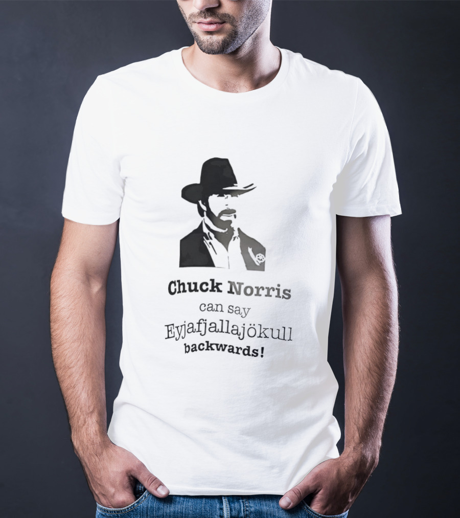 Chuck Norris Can Say Eyjafjallajokull Backwards Cowboy Hat Beard T-Shirt