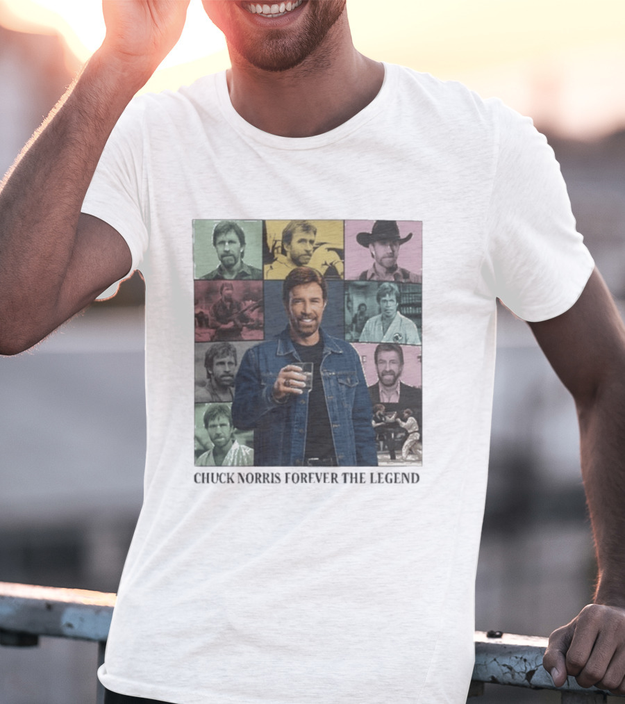 Chuck Norris Forever The Legend Iconic Moments Collage T-Shirt