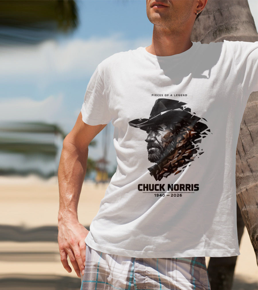 Chuck Norris Pieces Of A Legend 1940 2026 Cowboy Hat Triangular Fragmentation T-Shirt