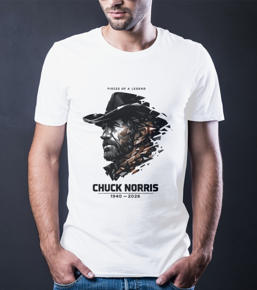 Chuck Norris Pieces Of A Legend 1940 2026 Cowboy Hat Triangular Fragmentation T-Shirt