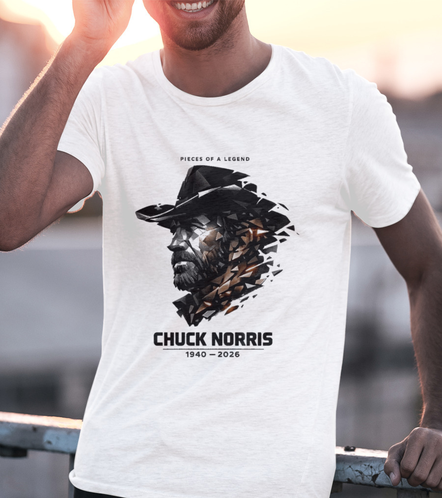 Chuck Norris Pieces Of A Legend 1940 2026 Cowboy Hat Triangular Fragmentation T-Shirt