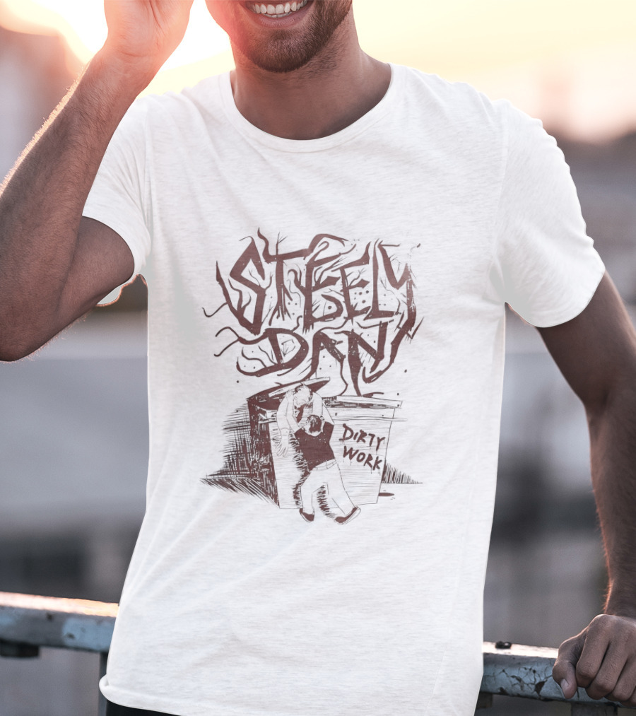 Steely Dan Dirty Work Album Artistic Block Lettering T-Shirt