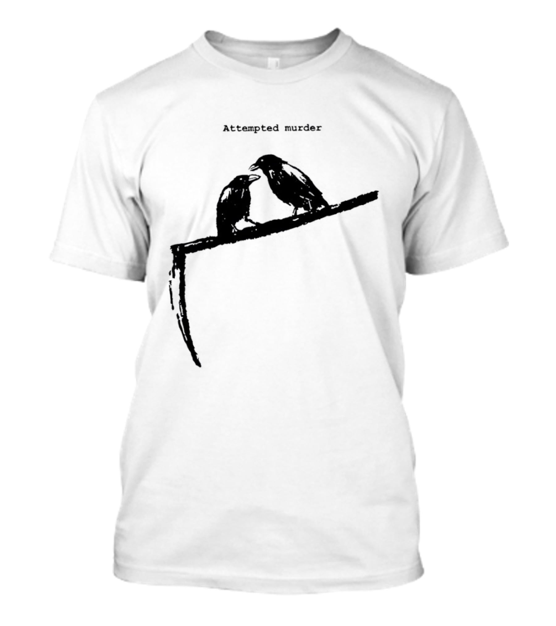 Two Crows Perched On Grim Reaper Scythe Attempted Murder T-Shirt