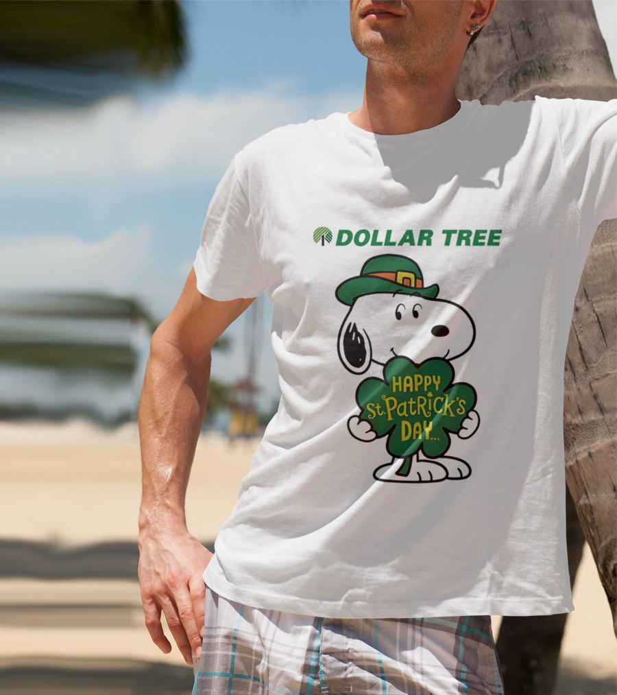 Dollar Tree Snoopy Happy St. Patrick's Day 2026 Clover Hat T-Shirt