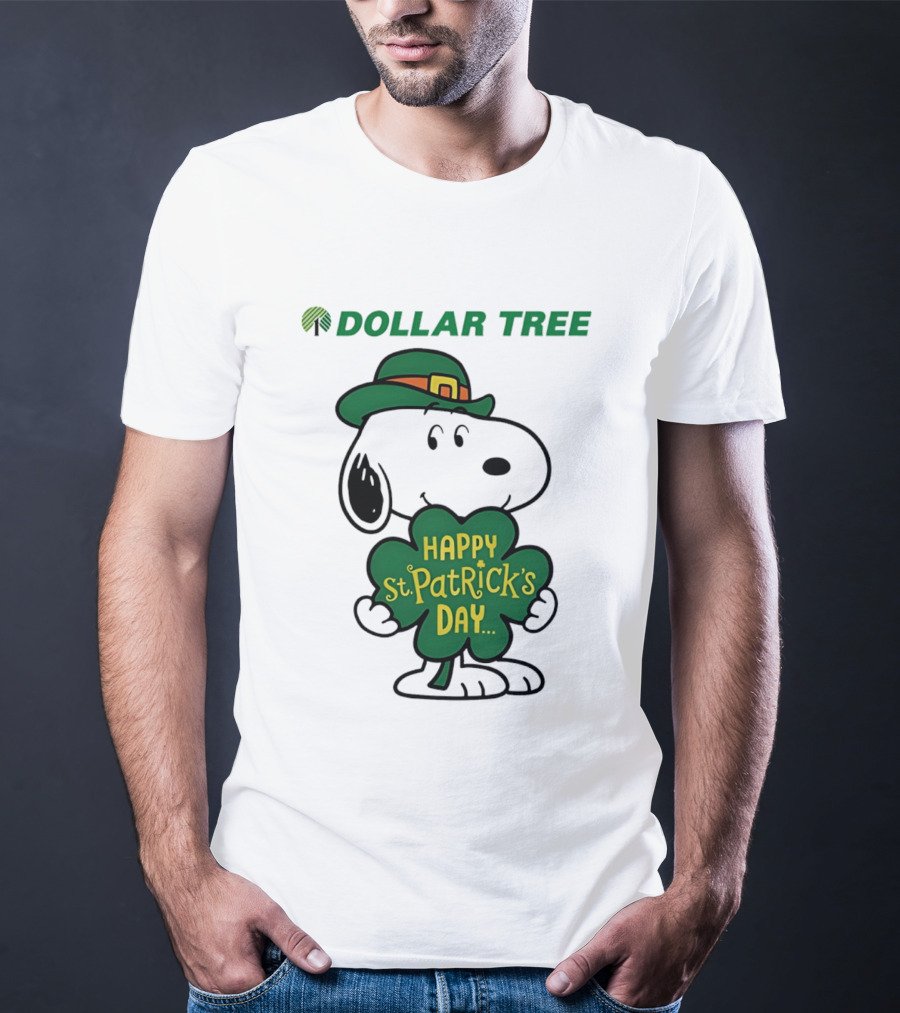 Dollar Tree Snoopy Happy St. Patrick's Day 2026 Clover Hat T-Shirt
