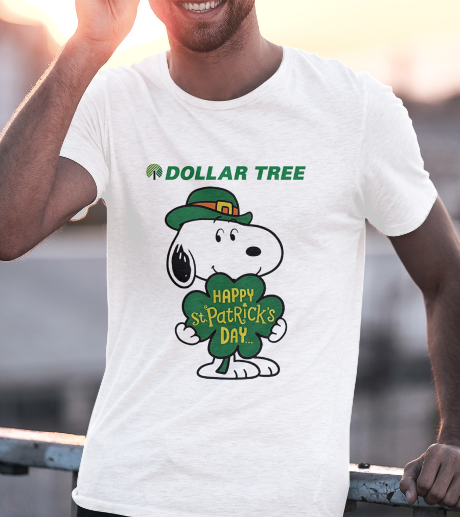 Dollar Tree Snoopy Happy St. Patrick's Day 2026 Clover Hat T-Shirt
