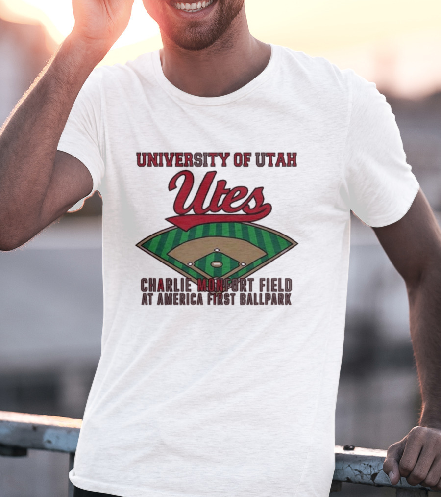 University Of Utah Utes Charlie Monfort Field Baseball America First Ballpark T-Shirt