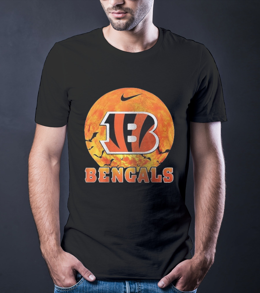 Cincinnati Bengals Halloween Nike Bats Pumpkin T-Shirt