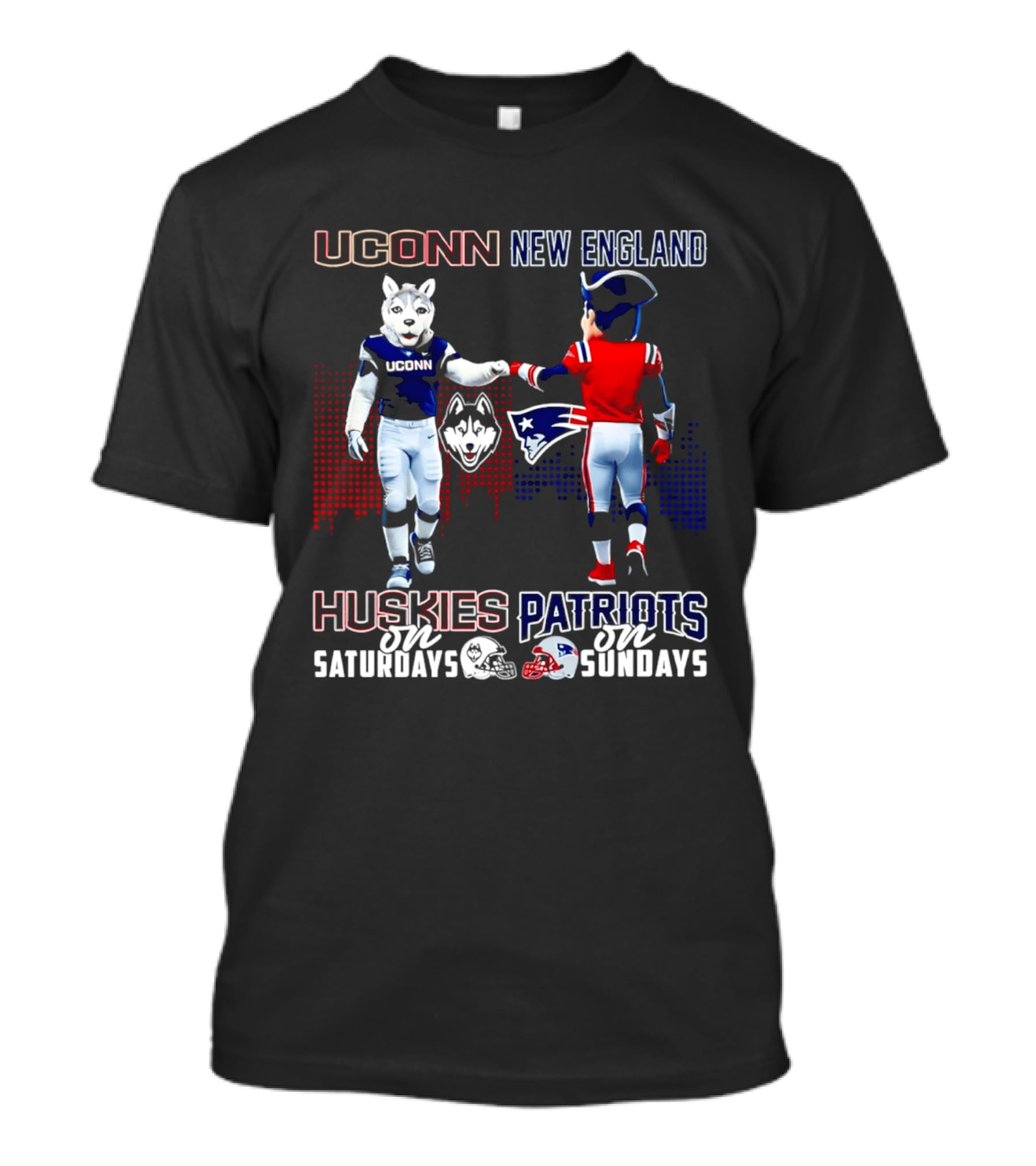 UConn Huskies On Saturdays New England Patriots On Sundays Skyline T-Shirt