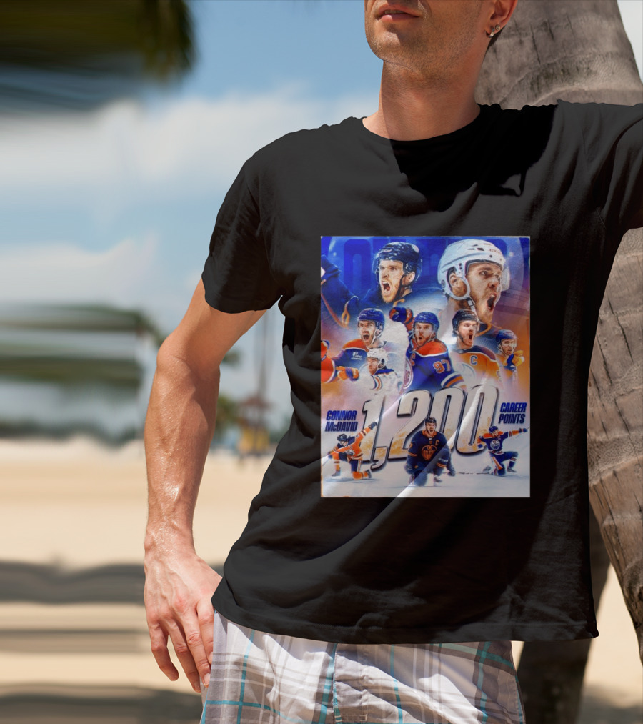 Connor McDavid 1200 Career Points NHL Record T-Shirt