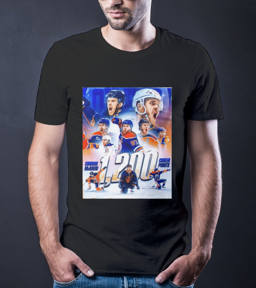 Connor McDavid 1200 Career Points NHL Record T-Shirt